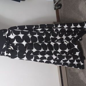 JODIFL Black & White Wide Leg Palazzo Pants with Tie Waist